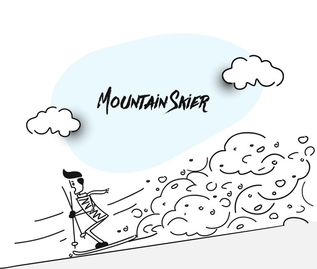 Zomer hipster mannen mountainskiing wake skater vectorillustratie