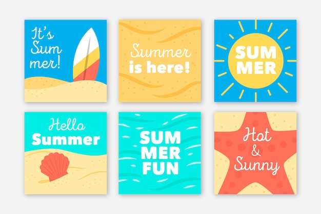 Gratis vector zomer instagram verhalenverzameling