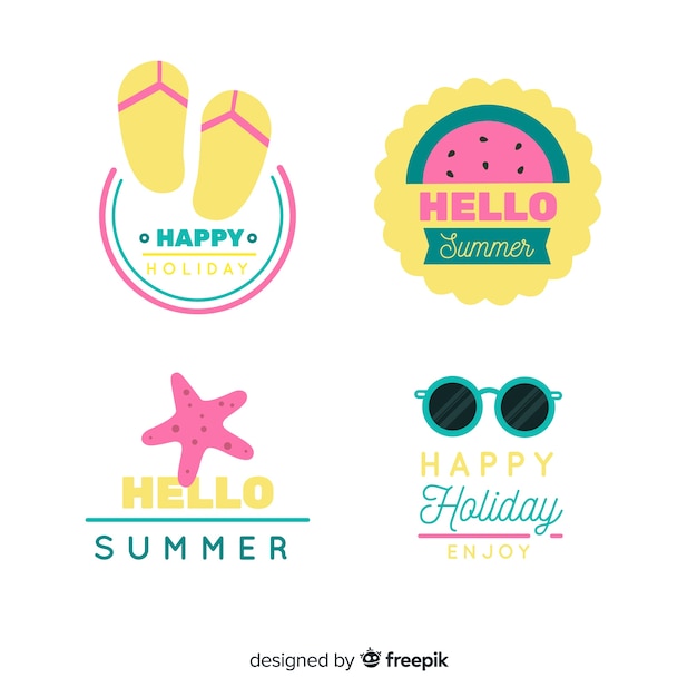 Gratis vector zomer labelcollectie