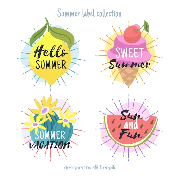 Gratis vector zomer labelcollectie