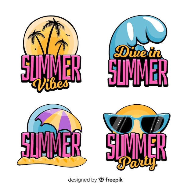 Gratis vector zomer labelcollectie