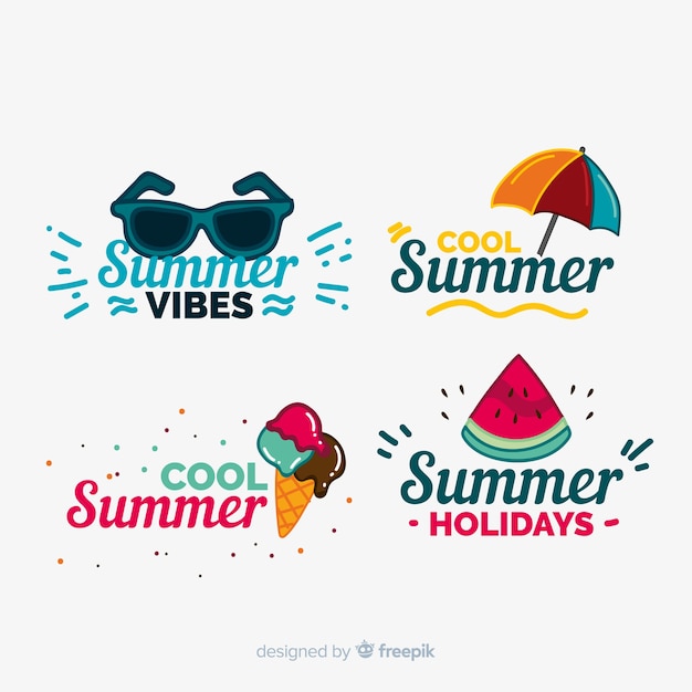 Gratis vector zomer labelcollectie