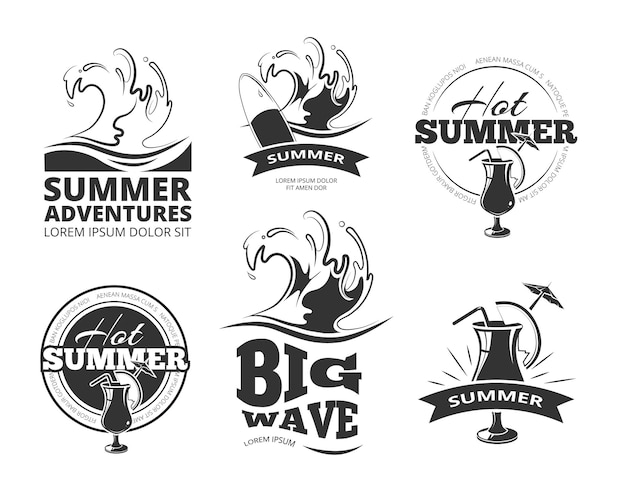 zomer Labels of emblemen voor zomeravontuur