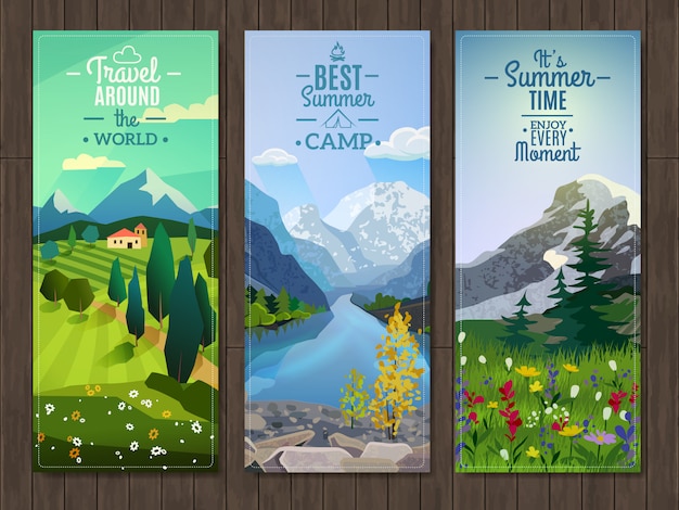 Zomer landschap verticale banners instellen