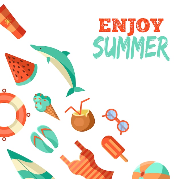 Zomer logo illustratie. Zomertijd, geniet van uw vakantie.