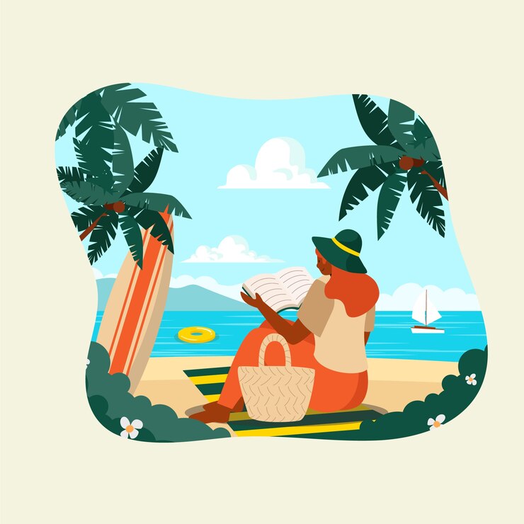 Gratis Vector zomer platte leesboeken illustratie