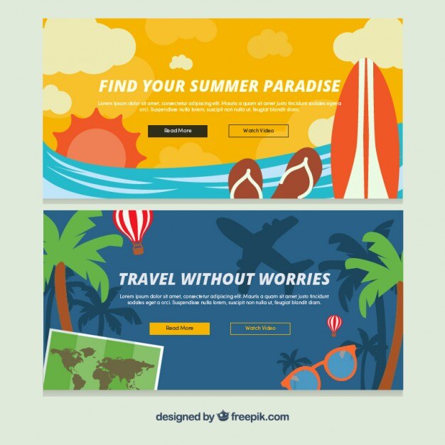 Gratis vector zomer reis banners