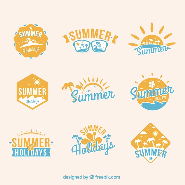 Zomer retro stickers set