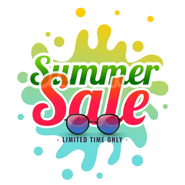 Gratis vector zomer splash verkoop achtergrond met zonnebril