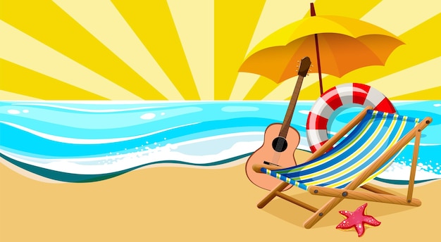 Gratis vector zomer strand achtergrond sjabloon