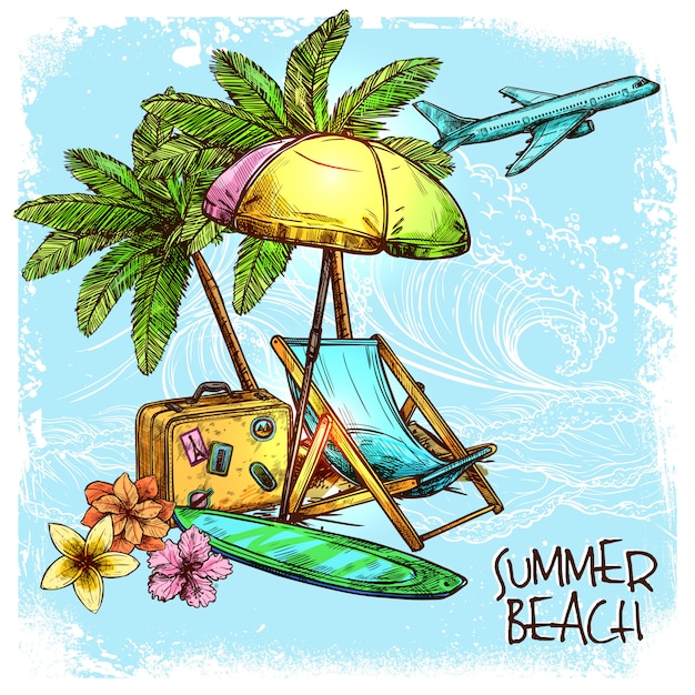 Gratis vector zomer strand concept