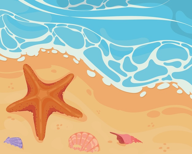 Gratis vector zomer strand en zee met zeesterren