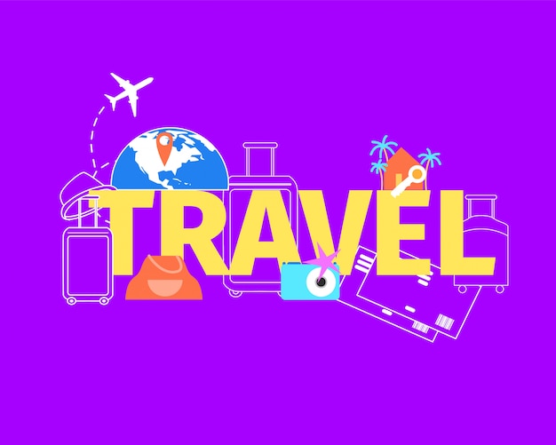 Zomer vakantie reizen vlucht platte Vector Concept