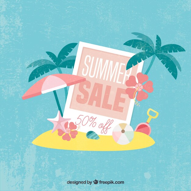 Gratis vector zomer verkoop achtergrond in vlakke stijl