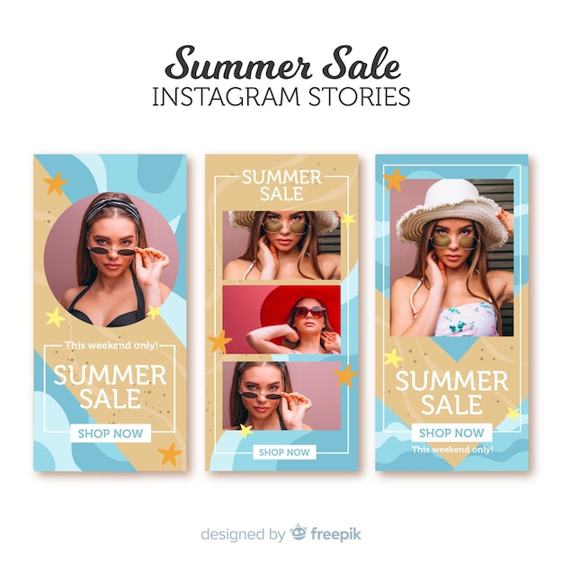 Gratis vector zomer verkoop instagram verhalen sjablonen
