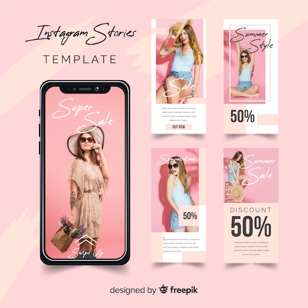 Gratis vector zomer verkoop instagram verhalen sjablonen