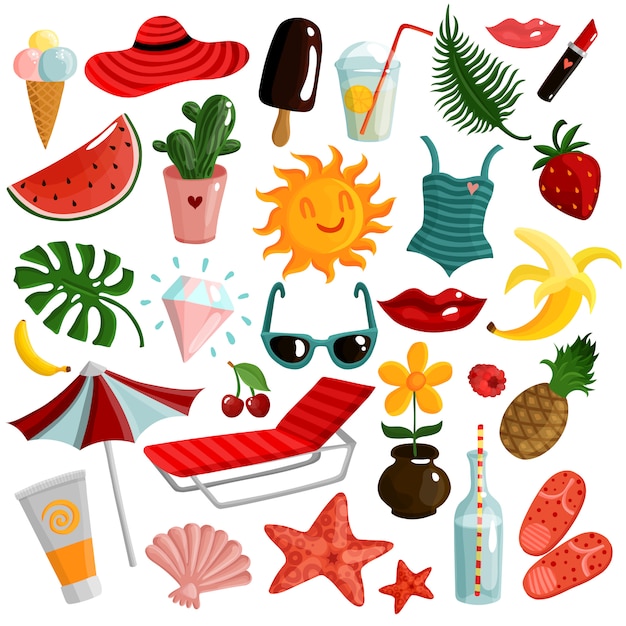 Gratis vector zomeraccessoireset