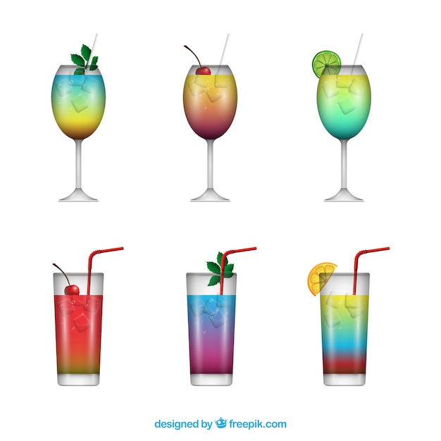 Gratis vector zomercocktailcollectie in realistische stijl