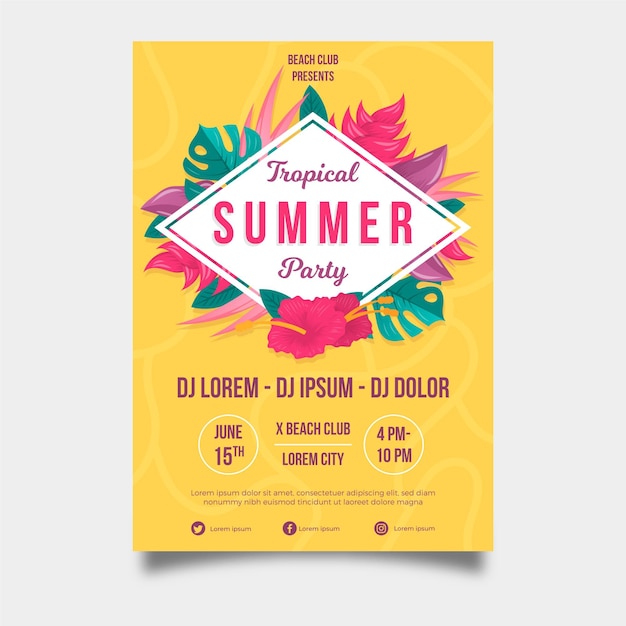 Gratis vector zomerfeest flyer sjabloon