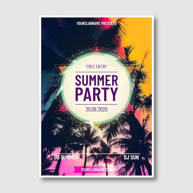 Gratis vector zomerfeest flyer sjabloon