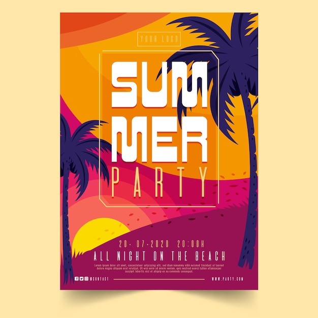 Gratis vector zomerfeest poster concept