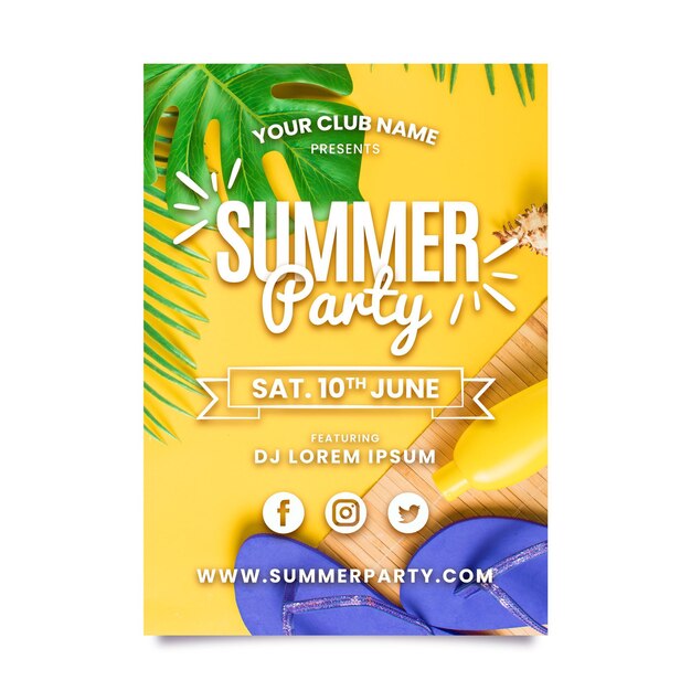 Zomerfeest poster sjabloon met foto