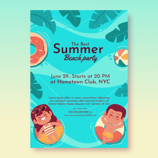Gratis vector zomerfeest poster sjabloon