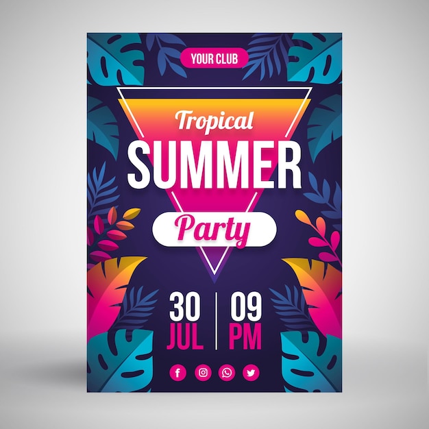 Gratis vector zomerfeest poster vlakke stijl