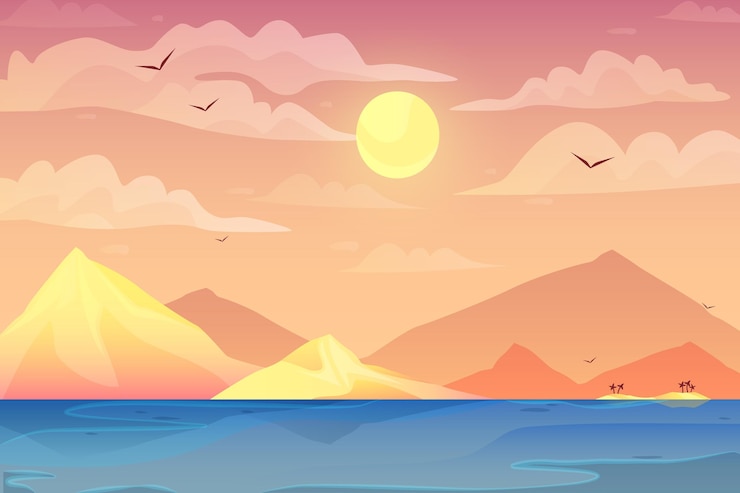 Gratis Vector zomerlandschap voor zoom
