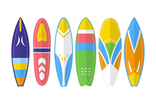 Gratis vector zomersport flat sup board collectie