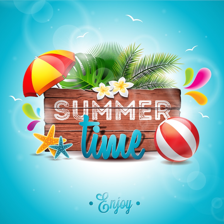 Gratis Vector zomertijd achtergrond palmboomontwerp