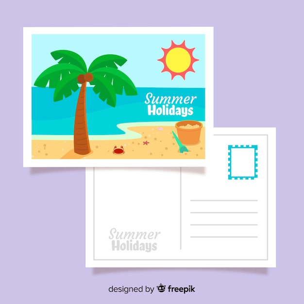 Gratis vector zomervakantie briefkaart