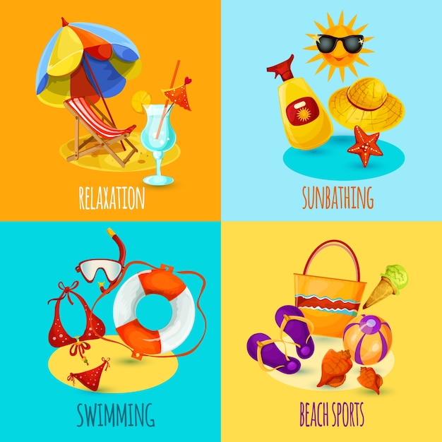 Gratis vector zomervakantie ingesteld