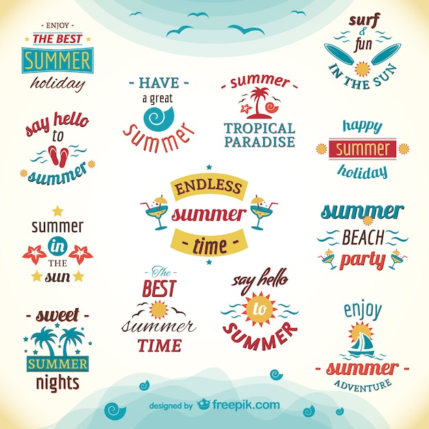 Gratis vector zomervakantie labels