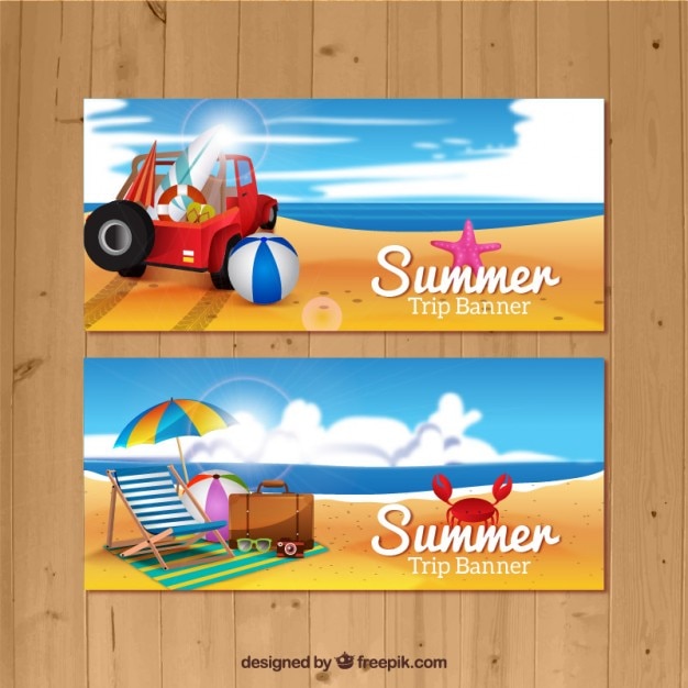 Zomervakantie op het strand banners