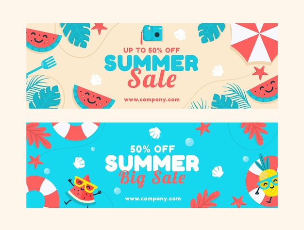 Gratis vector zomerverkoop banner sjabloon