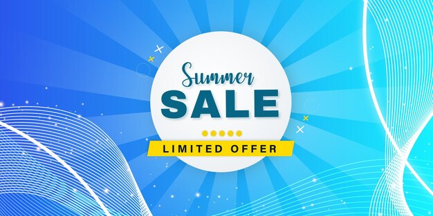 Zomerverkoop Blauw Witte Achtergrond Professionele Banner Multifunctioneel Ontwerp Gratis Vector