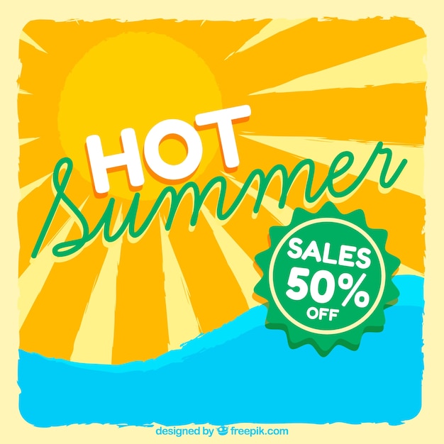 Gratis vector zon achtergrond van de zomer verkoop