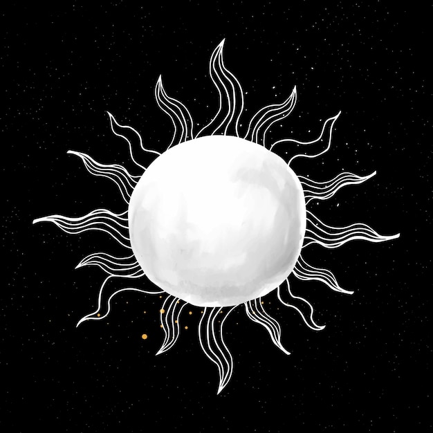 Gratis vector zon tekening, doodle pictogram vector, schattige melkweg illustratie