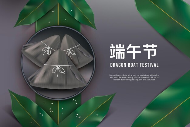 Zongzi-achtergrond van realistische drakenboot