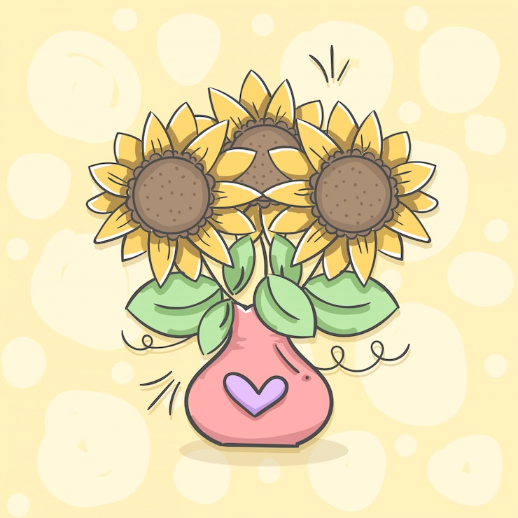 Gratis Vector zonnebloem vaas