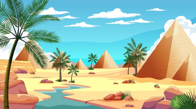Zonnige egyptische piramides en oases