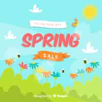 Gratis vector zonnige veld voorjaar verkoop achtergrond