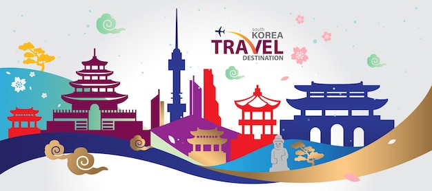 Zuid-korea reisbestemming vectorillustratie