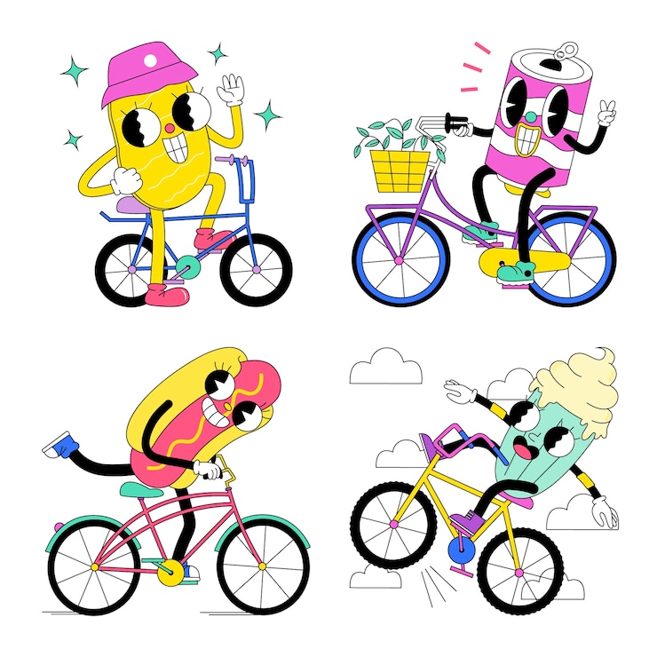 Gratis Vector zure fietsstickers collectie
