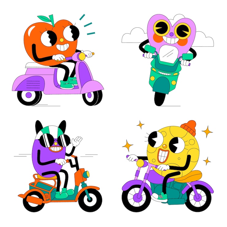Gratis Vector zure motorstickers collectie