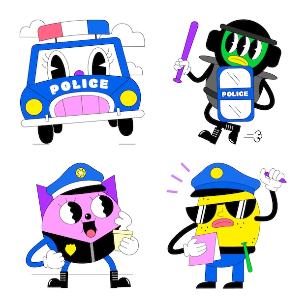 Gratis vector zure politie stickers collectie