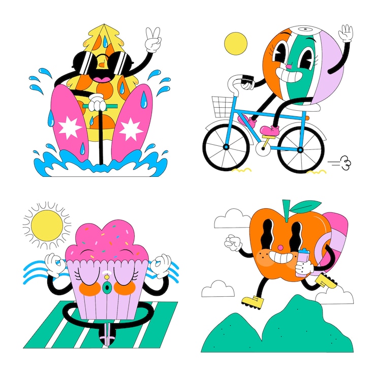 Gratis Vector zure zomersportstickers