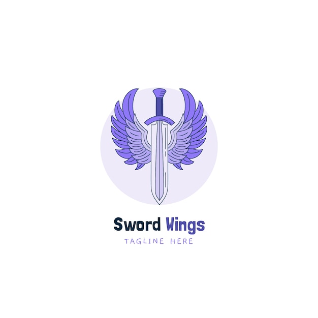 Gratis vector zwaard vleugels logo ontwerp