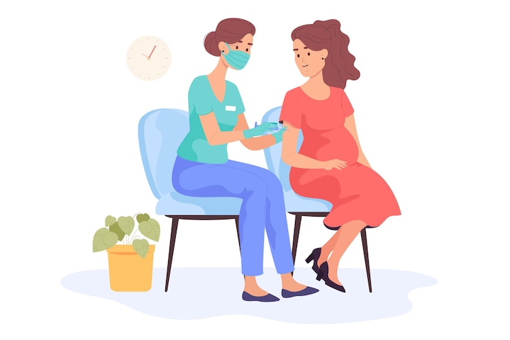 Gratis Vector zwangere vrouw krijgt booster voor coronavaccin
